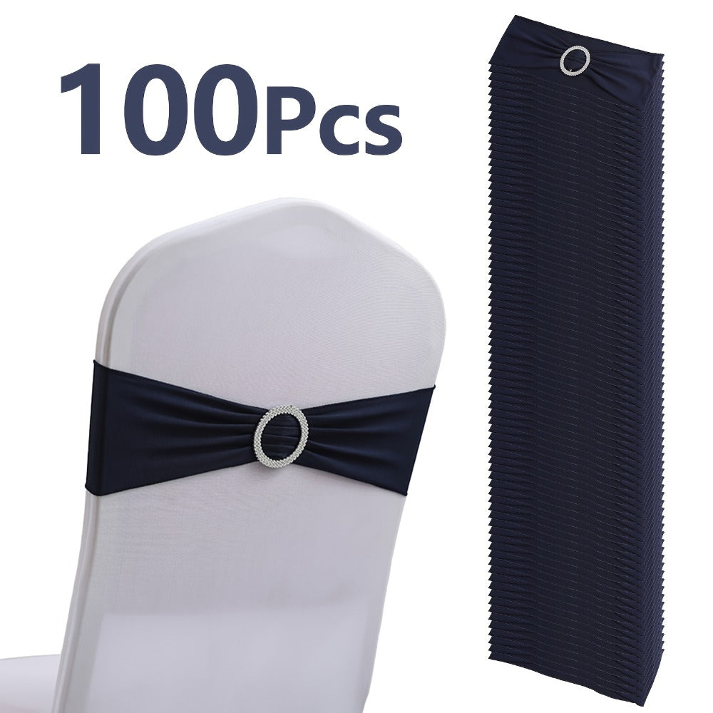 Chair Sashes for Wedding 100pcs Stretch Spandex Elastic Chair Sash Bands with Buckle for Dining Chairs Banquet Party Event Decor - Bulk Set Multiple Colors