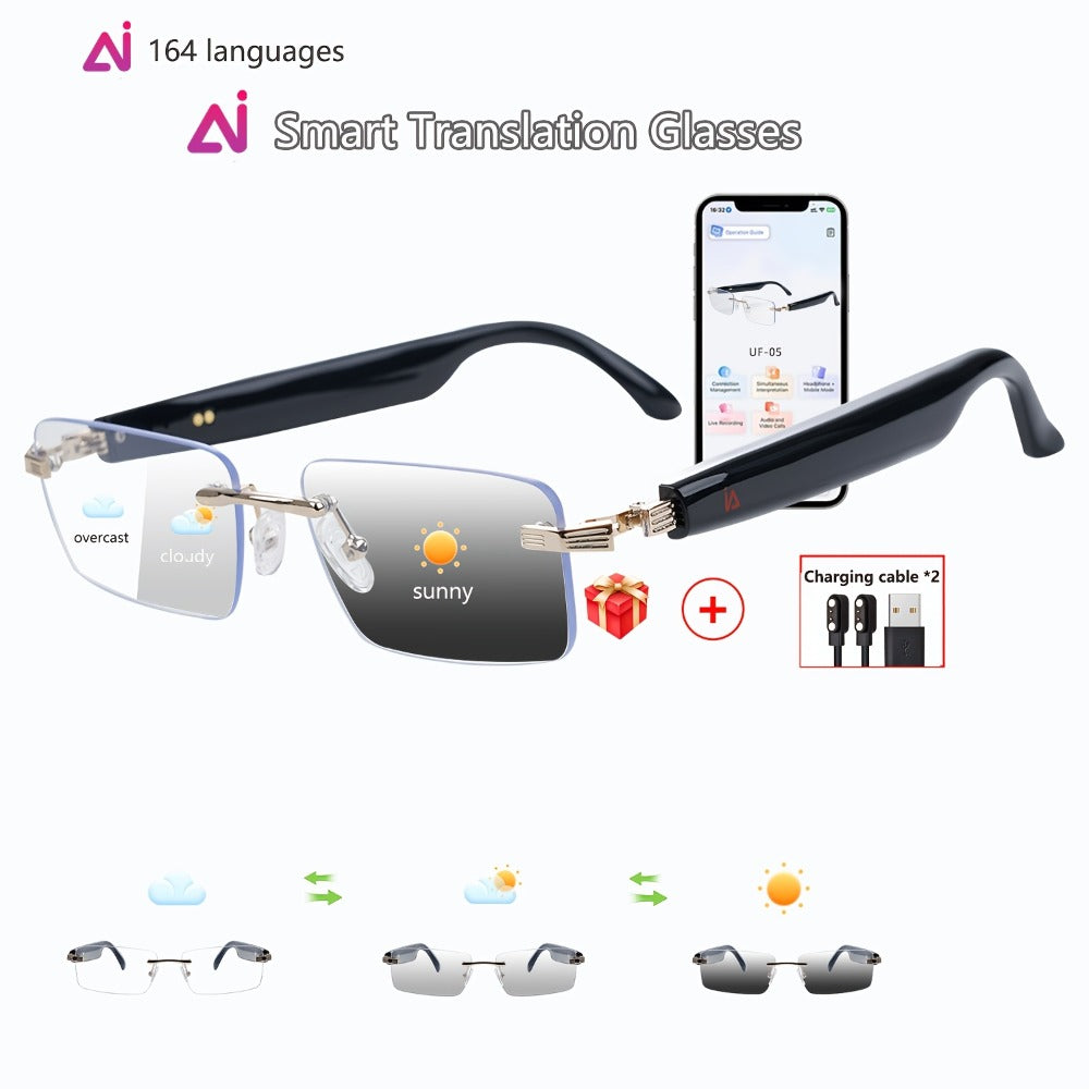 Smart Glasses 160-Language Translation Eyewear with Open-Ear Audio and 19 Photochromic Frame Options
