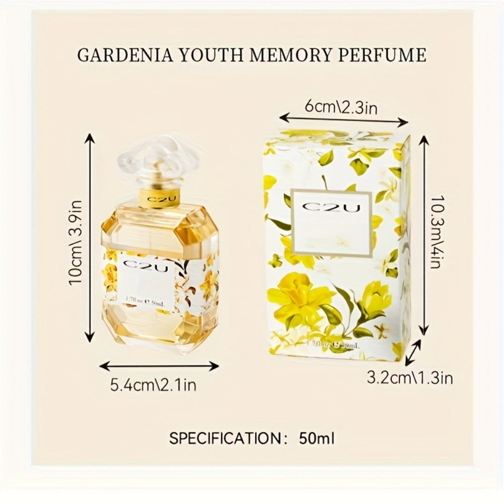 Gardenia Eau de Toilette for Women — 50ml Romantic Floral Herbal Fresh Scent, Formaldehyde-Free, Long-Lasting Perfume Spray for Daily Wear, Dating, Travel & Holiday Gifting