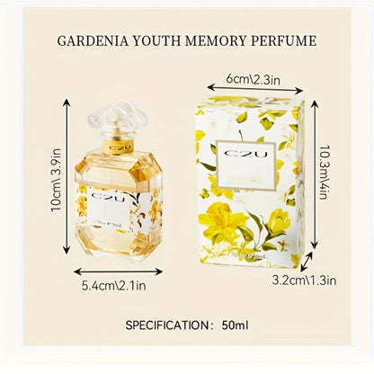 Gardenia Eau de Toilette for Women — 50ml Romantic Floral Herbal Fresh Scent, Formaldehyde-Free, Long-Lasting Perfume Spray for Daily Wear, Dating, Travel & Holiday Gifting