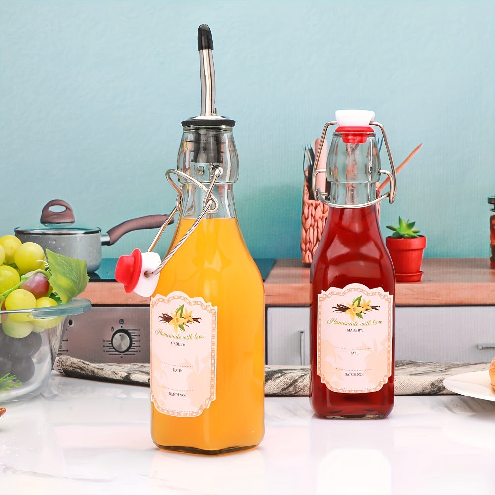 Glass Bottles with Airtight Lids 8oz - 6 9 12 Pack Clear Kitchen Storage Bottles for Kombucha Home Brewing Vanilla Extract Vinegar Homemade Juice Water Soda | Meal Prep Pantry Organization