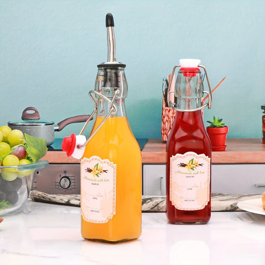 Glass Bottle Set Kitchen Organizer 8 oz Clear Bottles with Airtight Lids in 6, 9 or 12-Piece Packs