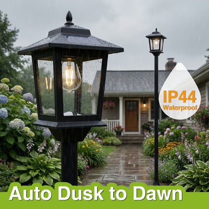 Solar Outdoor Lamp Post Pole Lights 2-Pack Built-in Lithium Battery Auto On Off Waterproof Garden Pathway Yard Porch Driveway Landscape Lighting