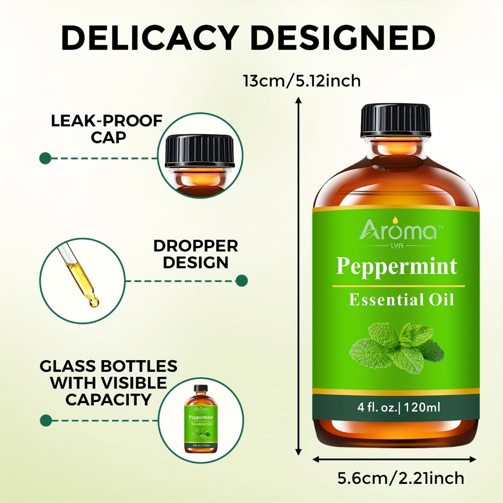 Essential Oil Peppermint 120ml or 10ml Ceramic-Stone Set for Diffuser, Candle and Car Fragrance