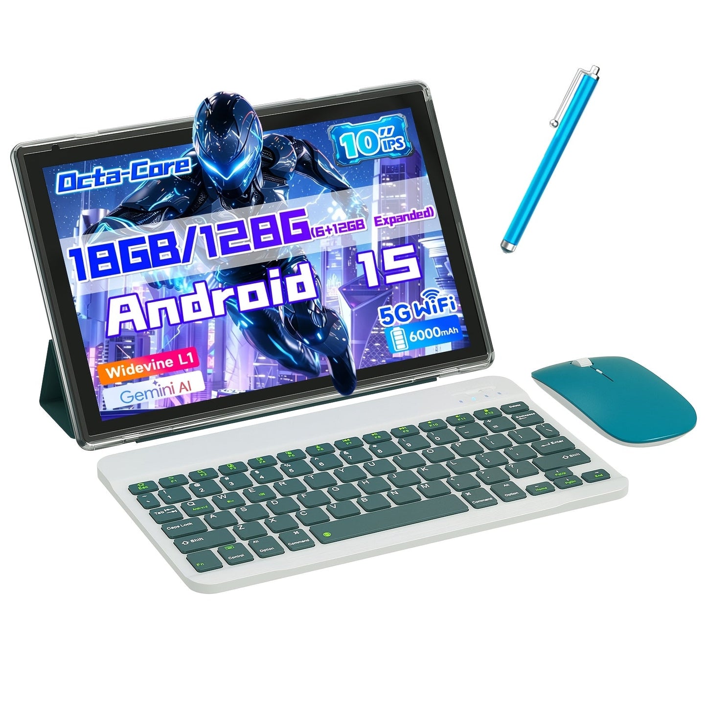 Android 15 Tablet 10 Inch, 12GB+6GB RAM 128GB ROM 1TB Expandable Storage, RK3562 Quad-Core, Dual Band 2.4G/5G WiFi, IPS Touch Screen, Long Battery Life - Fast Performance Pad for Work & Entertainment