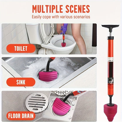 Toilet Plunger, Air Pressure Drain Cleaner, Pipe Unclogger Handle, Suction Cup Clog Remover for Toilet Sink Shower Bathtub
