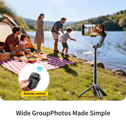 AOCHUAN Foldable 3-Axis Gimbal Stabilizer with Extendable Pole & Panoramic Gesture Control – AI Face Tracking Phone Gimbal, Magnetic Wireless Remote, 360° Rotation for Vlogging, Live Streaming & Travel