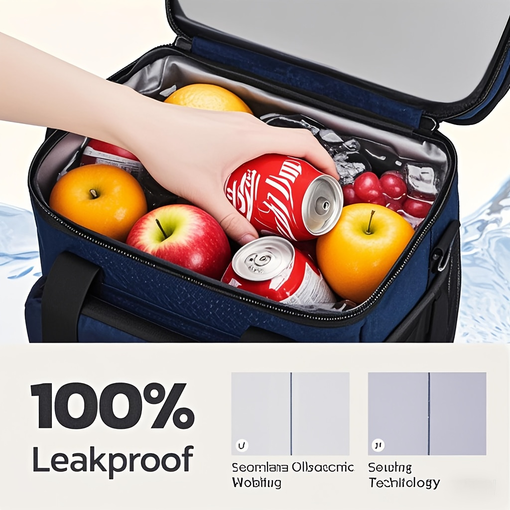 Insulated Lunch Bag for Women Men – Triple Compartment Leakproof Lunch Box with Shoulder Strap, Food-Grade PEVA Lining & 5mm Foam Insulation for Work School