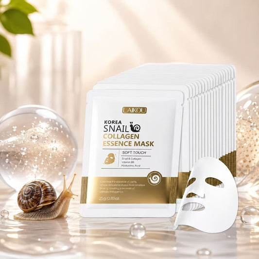 Snail Collagen Face Mask Sheet 20pcs Hyaluronic Acid Hydrating Moisturizing Brightening Firming Radiant Skin Korean Sheet Mask Set for Women All Skin Types Spa Self Care