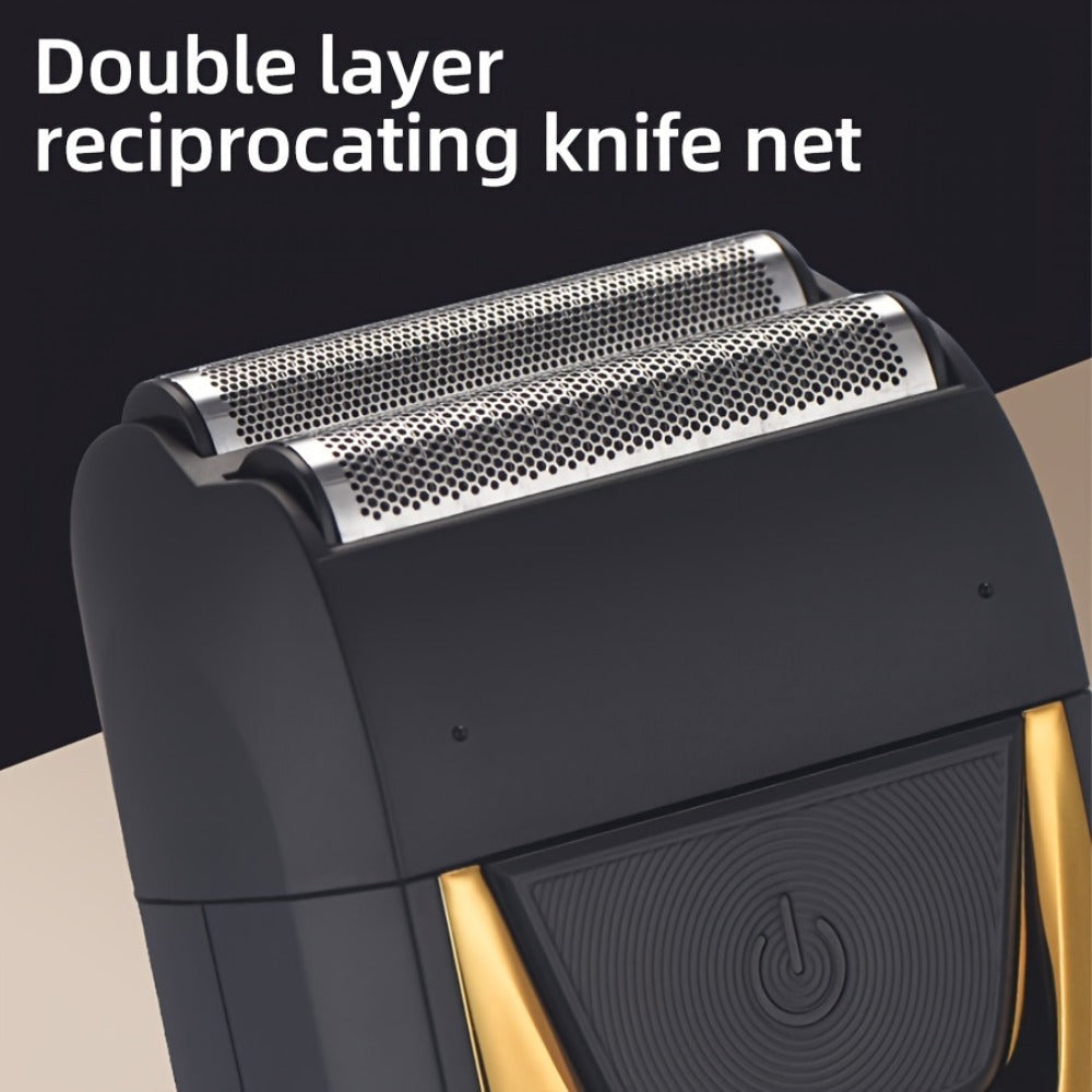 Electric Shaver Rechargeable Cordless Razor and Hair Trimmer in Gold for Face, Beard and Hair Grooming