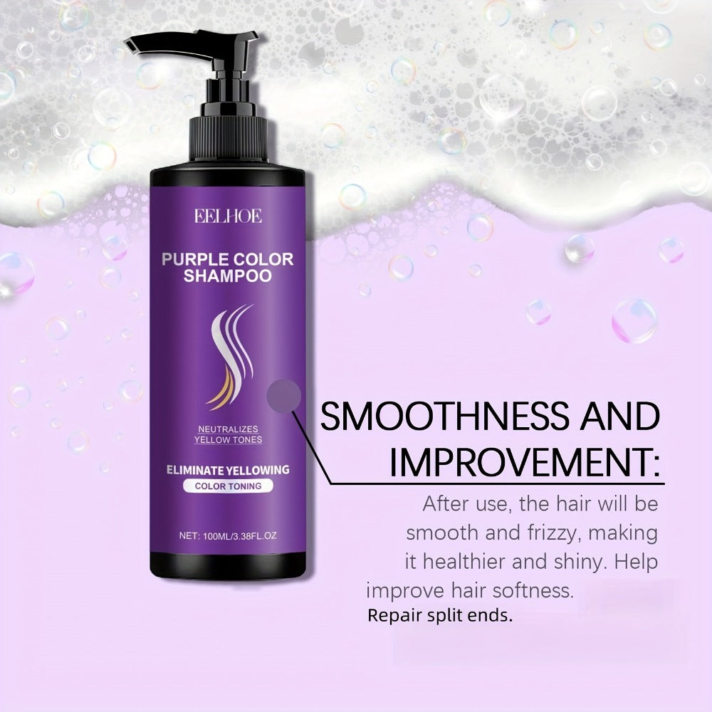 Three-Piece Purple Hair Care Set with Shampoo, Conditioner and Coordinated Argan Oil Bottle