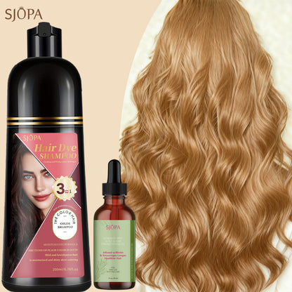 Hair Color Shampoo, SJOPA 3-in-1 Bottle-and-Dropper Set with 10 Rose, Brown, Purple and Black Color Options