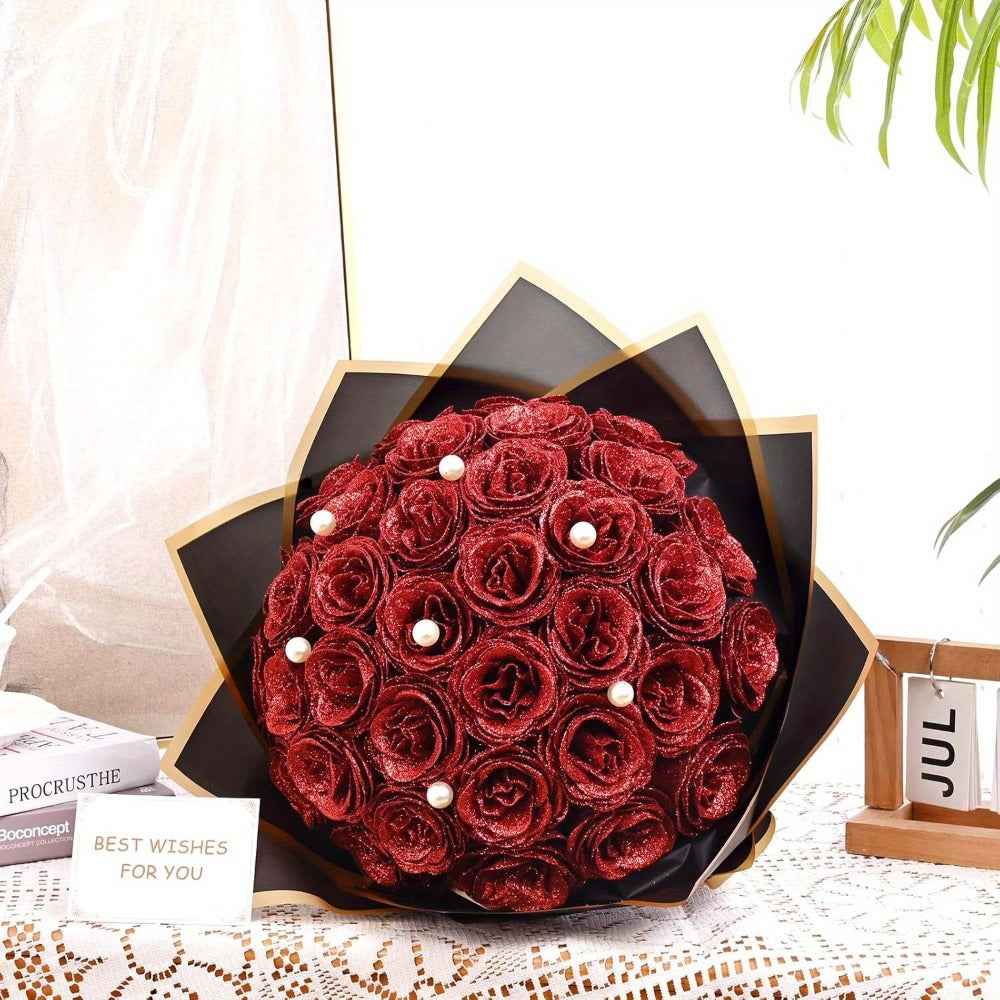 Artificial Flash Rose Bouquet 24/36 Pcs – Simulation Shiny Fake Roses for Wedding, Engagement, Anniversary & Holiday Decorations, Multiple Colors