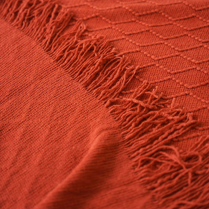 50 x 60-Inch Throw Blanket with Raised Geometric Texture, Tassel Fringe and Six Solid Color Options