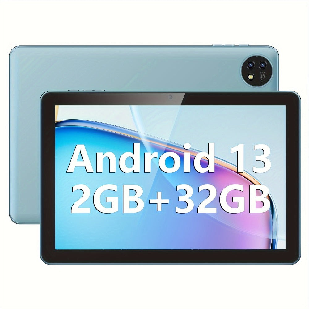 10 Inch Android 13 Tablet with GPS – 2GB RAM 32GB ROM 256GB Expandable, Quad-Core, 6000mAh Battery, IPS HD Screen, FM, GMS Certified, WiFi Tablet Computer Black Blue
