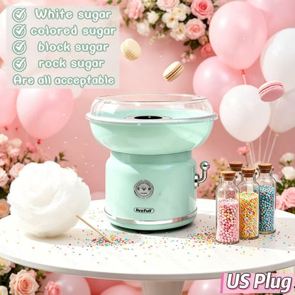 Cotton Candy Machine for Home & Commercial Use – Desktop Tabletop Floss Maker, Food-Grade Anti-Scald Design, Makes Colorful Fancy Spun Sugar, Includes Colored Sugar & Rolling Sticks