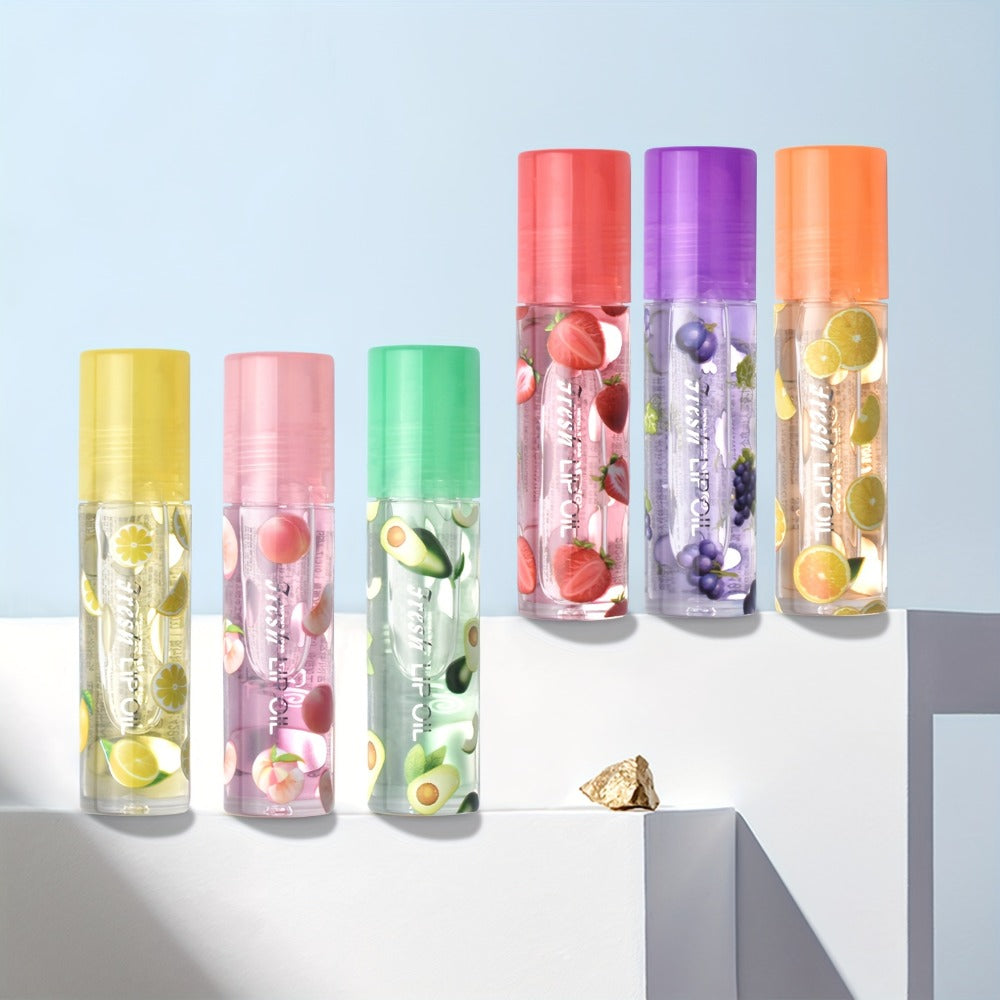 Lip Balm 24-Piece Roller Ball Set with Six Fruit Flavors, Clear Finish and Display Box Packaging