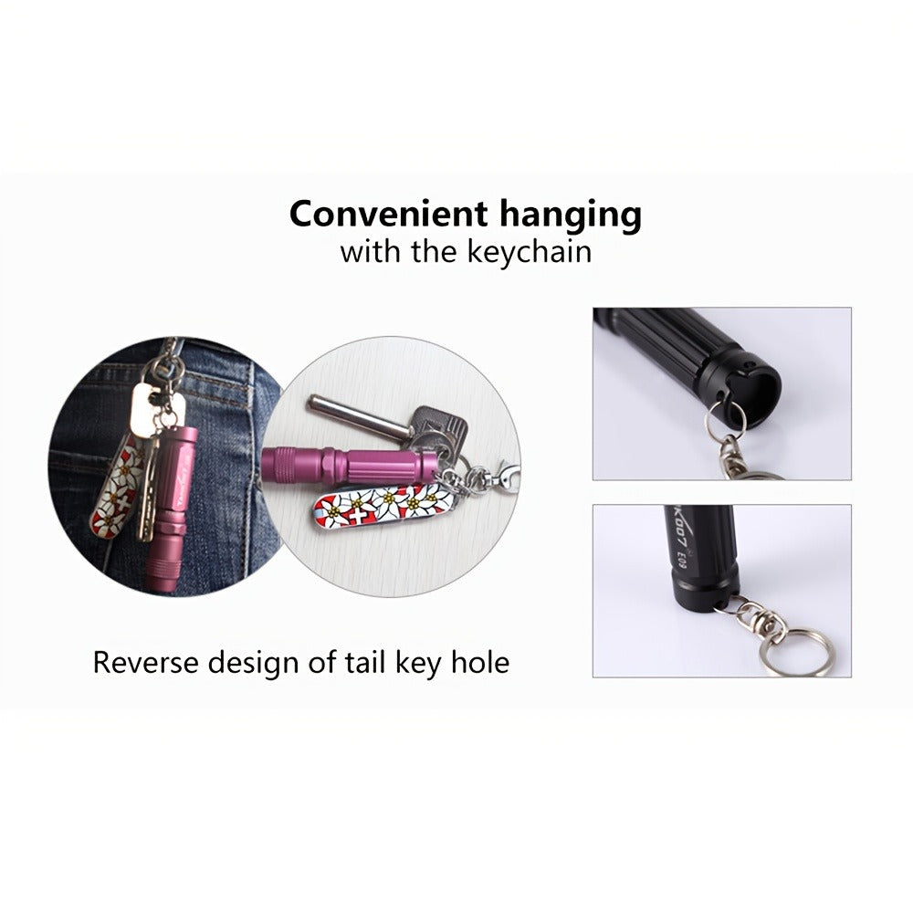 Flashlight Mini Keychain Pocket Light with Replaceable Battery in Gray, Pink or Black for Everyday Carry