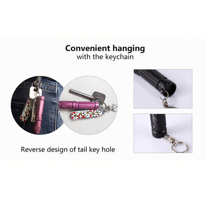 Flashlight Mini Keychain Pocket Light with Replaceable Battery in Gray, Pink or Black for Everyday Carry