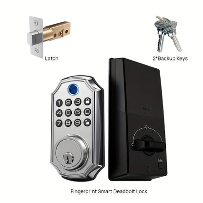 Voice Guided Keypad Deadbolt with Fingerprint, PIN, One-Time Visitor Code & Key, Backlit Keypad, Auto Lock
