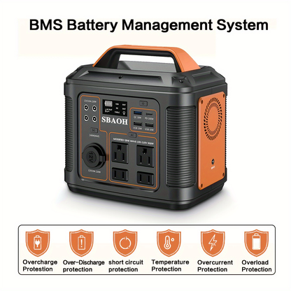 Backup Power Supply 300W 296Wh Portable Power Station Quick Charge AC Outlet DC USB LED Flashlight Lithium Battery for Home Camping Travel Blackout