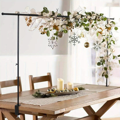Party Decorations Adjustable Black Metal Table Arch Stand with Clamps, 6.8ft Height and 82-Inch Span