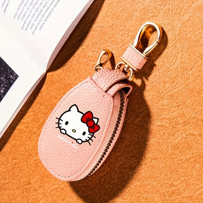 Hello Kitty Key Bag Car Key Organizer – Compact Keychain Pouch with Golden Zipper, Multi-Functional Key Storage Wallet, Cute Sanrio Accessories for Women, Black / Pink / Burgundy / Light Brown