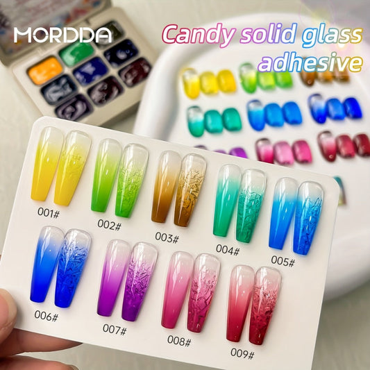 Gel Nail Polish – Candy Glass Set 9 Colors Gradient Effect — Fall Winter Shades Translucent Glass-Like Finish Long-Lasting Durable Nail…