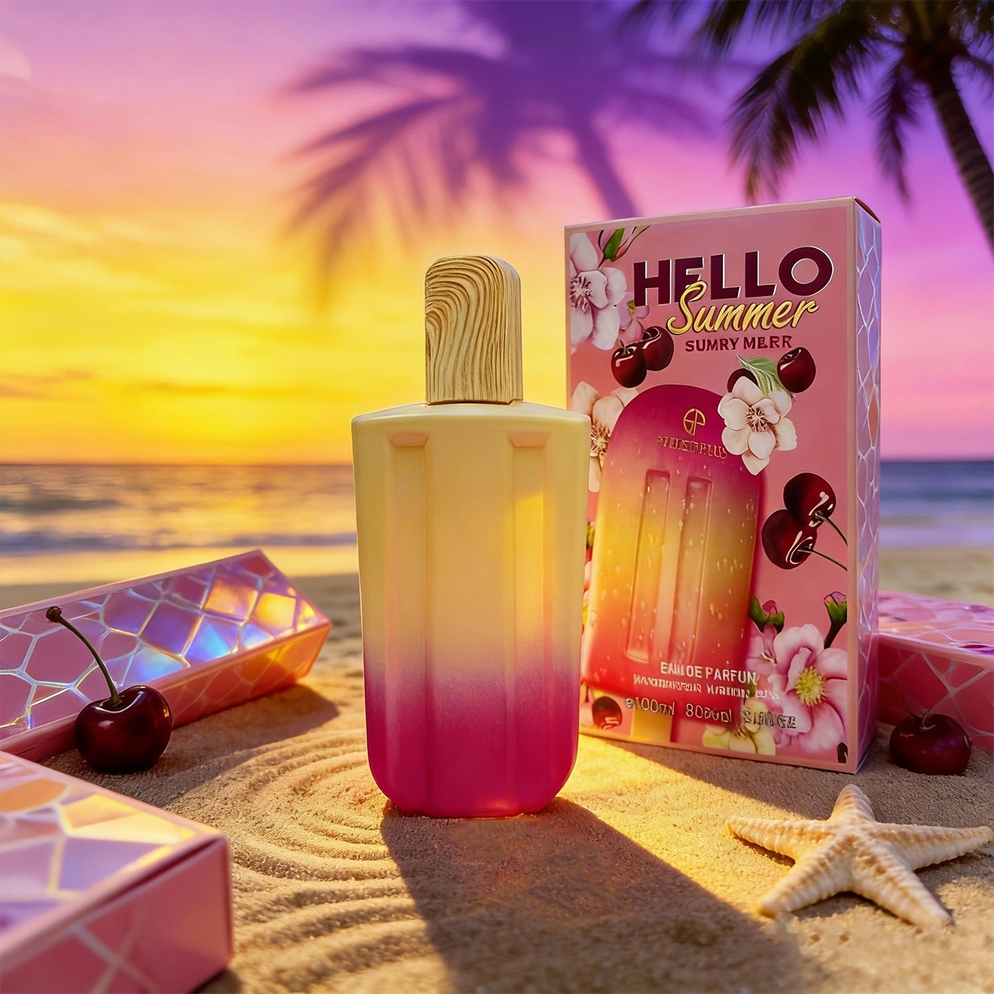 Perfume for Women in 3.38 oz Popsicle Bottle with Tropical-Fruit Profile and 2 Gradient Colors