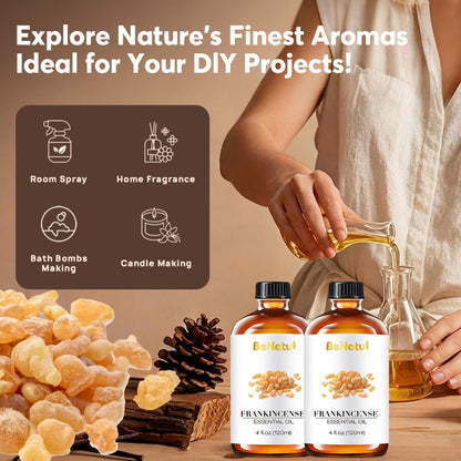 120ml Essential Oil Bottle with Frankincense, Lemon, Lemongrass or Rosemary Labels and 1- or 2-Bottle Options