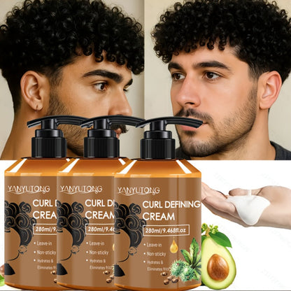 Curl Setting Cream with Castor Oil 280ml - Moisturizing Long-Lasting Curl Definition & Frizz Control, Non-Greasy Lightweight Formula for Wavy, Curly & Straight Hair, Women & Men