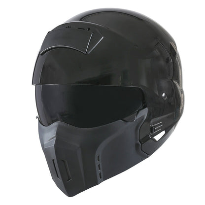 Motorcycle Helmet Convertible Full/Open-Face Shell with Detachable Mask, Smoked Shield, S-XL Sizes and Multiple Styles
