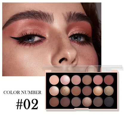 Eyeshadow Palette ANNA ROSE 18-Shade Compact with Pink-Brown Color Themes and Matte-Shimmer Finish Mix