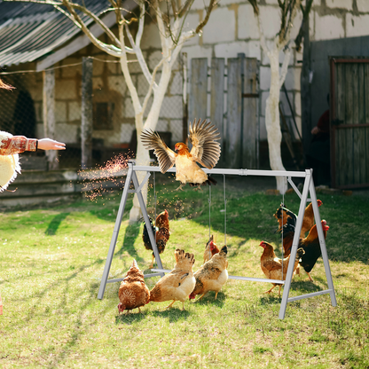 Chicken Swing Coop Toy Metal Perch for Backyard Hens Roosters Parrots Rabbits Promotes Exercise Balance Coordination Weather-Resistant Easy to Install Coop Accessory