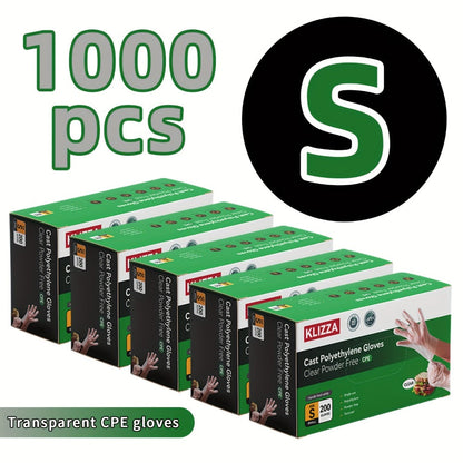 Clear CPE Poly Disposable Gloves with 200- or 1000-Piece Packages and Restricted S, M or XL Size Mapping