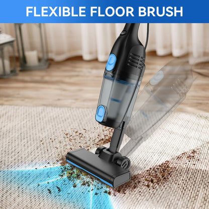 Corded Stick Vacuum Cleaner 20KPa 600W Motor 2-in-1 Bagless Upright Handheld Vacuum 0.8L Dustbin for Hard Floor Pet Hair Carpet Car Stairs Low Noise 65dB