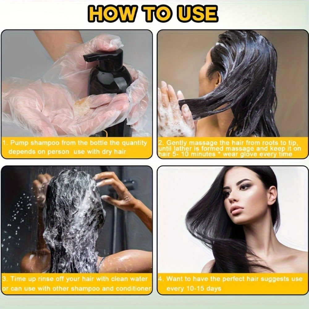 Hair Dye Shampoo, YANYUTONG 500ml Bottle with Black, Brown, Chestnut Brown and Red Shade Options
