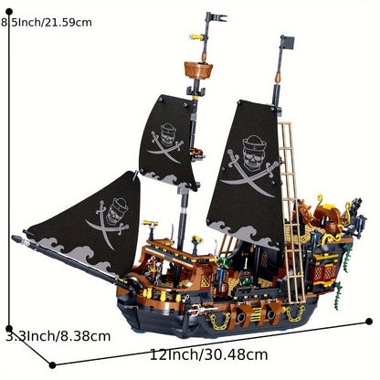 Pirate Ship Building Block Set 1282pcs – Detailed Sailing Vessel Brick Model Kit for Adults Teens, Home Decor Display Collectible STEM Architecture Toy, Unique Birthday Christmas Gift for Ship Enthusiasts