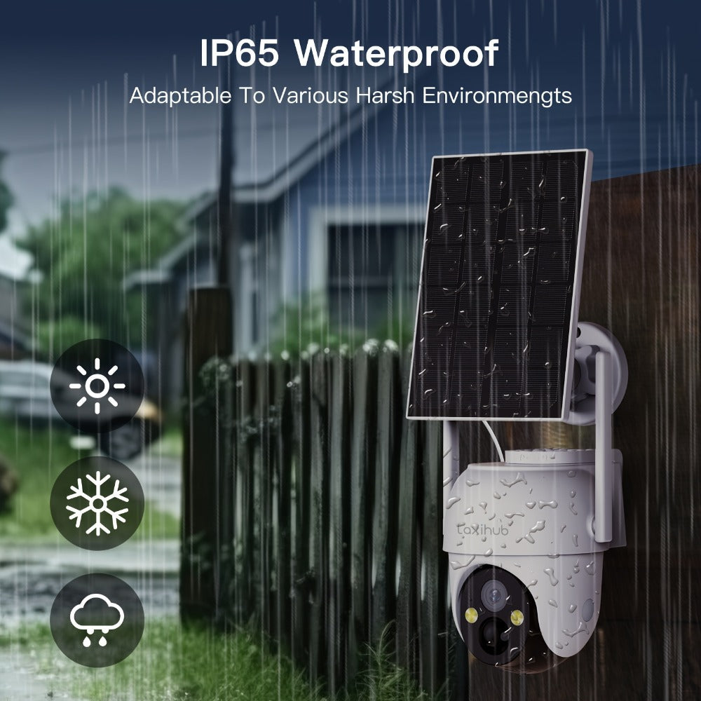 3MP Solar PTZ Outdoor Security Camera with 2.4GHz WiFi, Sold Alone or in One- or Two-Camera Solar Panel Packages