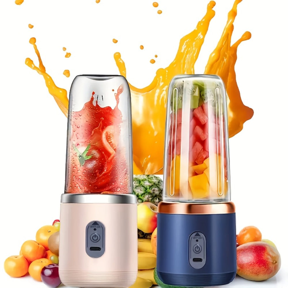 Portable Blender Family with Slim Digital Purple or White Models and Blue or Pink Double-Cup Options