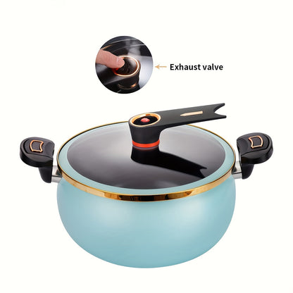 Ceramic-Coated Stockpot Cookware with 8.45QT Capacity, Twist-Lock Lid Handle and Three Colors