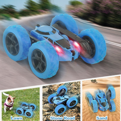 Remote Control Car, Double-Sided 360-Degree Flip Stunt Model with 2.4GHz Control, LED Lights and 1400mAh Battery