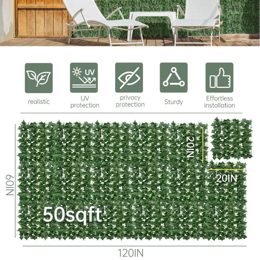 Artificial Ivy Privacy Fence Screen – UV-Resistant Faux Ivy Hedge Panel for Outdoor Patio, Garden, Balcony & Fence Cover | Realistic Greenery Wall Decor | Multiple Sizes Available