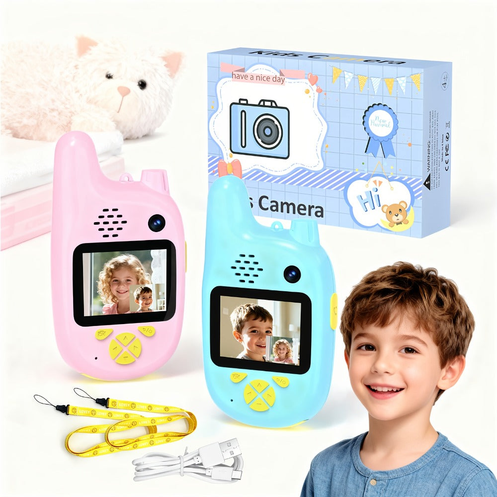 Kids Video Walkie Talkies 2 Pack with Video Call, Voice Changer & Dual Camera – Long Range Outdoor Toy, Birthday Gift for Boys Girls Age 4+, Indoor Camping Hiking Play