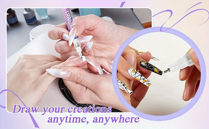 Nail Art Pens 12 Colors Quick Dry 3D Graffiti & Detail Brush Set – Ultra-Fine Precision Drawing Pen Kit for DIY Nail Design, Salon & Home Use, Vibrant Long Lasting Ink