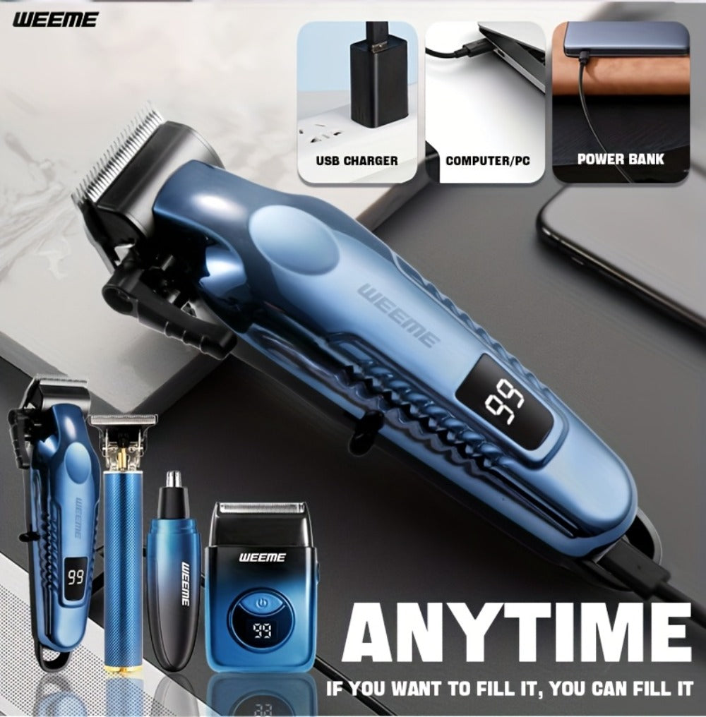 Hair Clippers & Trimmers WEEME Two- or Four-Piece Sets with USB Charging, Guide Combs and Five Source Options