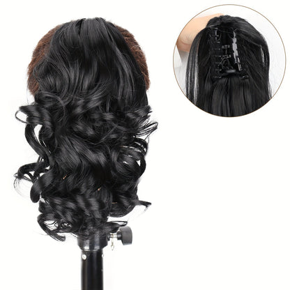 Hair Extensions Curly 8-Inch Synthetic Ponytail with Claw Clip and Eight Dark, Brown and Blonde Colors