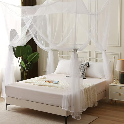 Bed Canopy Mosquito Net - Princess Canopy for Beds with Curtains, Sheer Bed Drapes for Indoor Outdoor Use