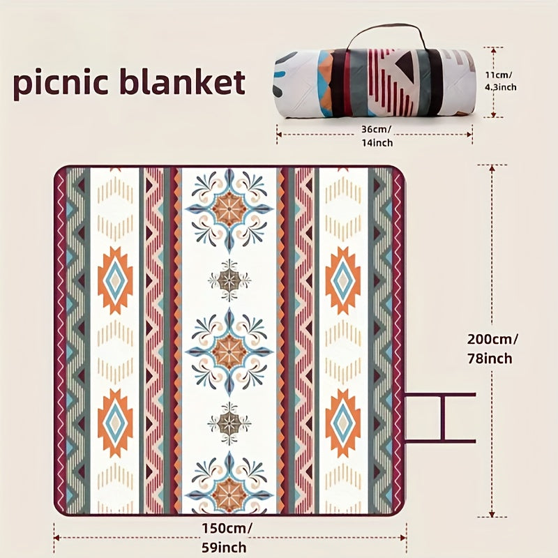 Picnic Blanket Waterproof Camping Mat | Portable Beach Mat PU Coated Oxford Cloth Outdoor Blanket