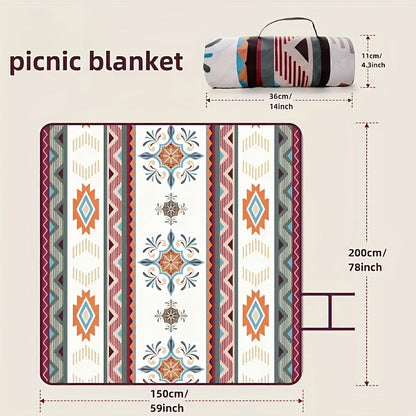 Picnic Blanket Waterproof Camping Mat | Portable Beach Mat PU Coated Oxford Cloth Outdoor Blanket